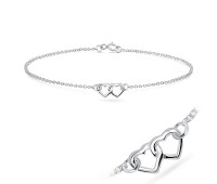 Dual Heart Silver Bracelet BRS-62